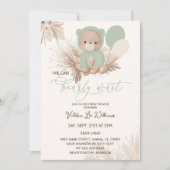 Invitation Baby Shower Bohème Vert Ours (Devant)
