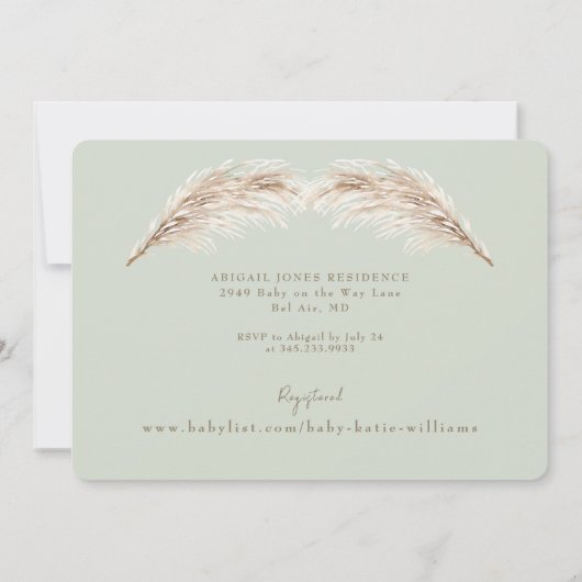 Invitation Baby Shower Bohème Vert Sauge Oh Baby (Dos)