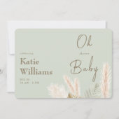 Invitation Baby Shower Bohème Vert Sauge Oh Baby (Devant)