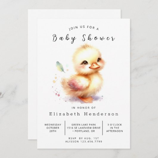 Invitation Baby shower Bohemian Digital Duck (Devant / Derrière)