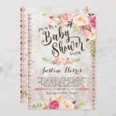 Invitation Baby shower Boho (Devant / Derrière)