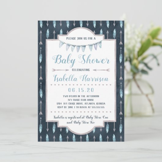 Invitation Baby shower Boho (Debout devant)