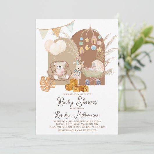 Invitation Baby shower Boho (Debout devant)