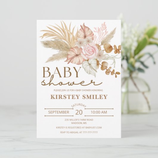 Invitation Baby shower Boho (Debout devant)
