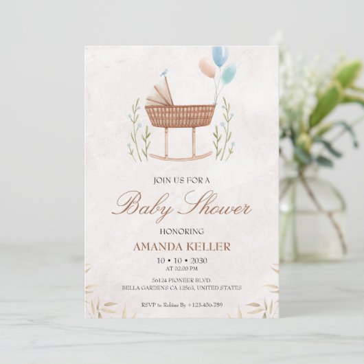 Invitation Baby shower Boho (Debout devant)