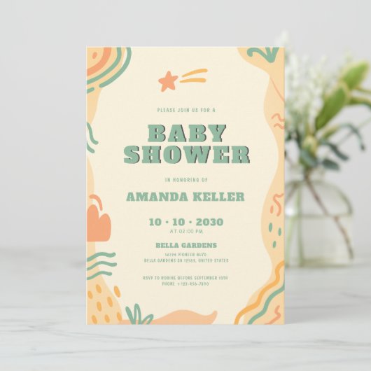 Invitation Baby shower Boho (Debout devant)
