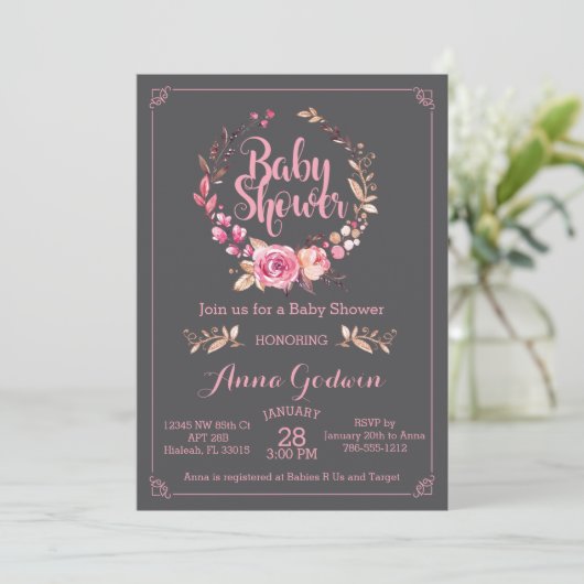 Invitation Baby shower Boho (Debout devant)
