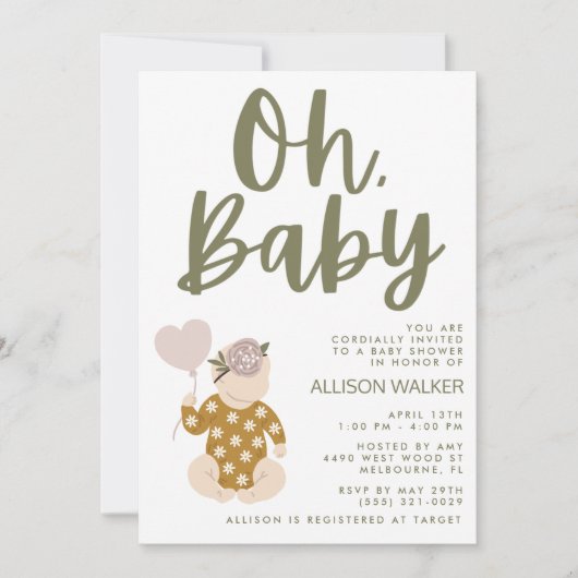 Invitation Baby shower Boho (Devant)