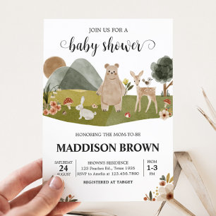 Invitation Baby shower Boho Animaux des bois