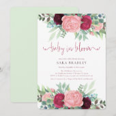 Invitation Baby shower boho aquarelle bébé floral en fleur (Devant / Derrière)
