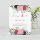 Invitation Baby shower boho aquarelle bébé floral en fleur (Debout devant)