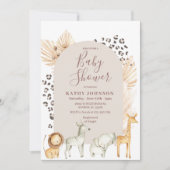 Invitation Baby shower Boho Arch Safari Jungle Animaux (Devant)