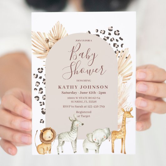 Invitation Baby shower Boho Arch Safari Jungle Animaux