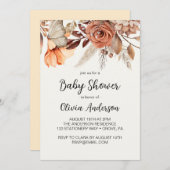 Invitation Baby shower Boho aux fleurs séchées (Devant / Derrière)