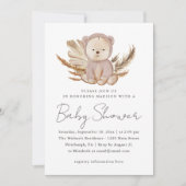 Invitation Baby shower Boho avec ours doux (Devant)