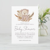 Invitation Baby shower Boho avec ours doux (Debout devant)