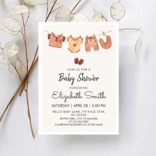 Invitation Baby shower Boho Baby Clothes