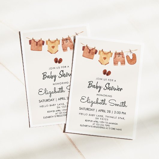 Invitation Baby shower Boho Baby Clothes