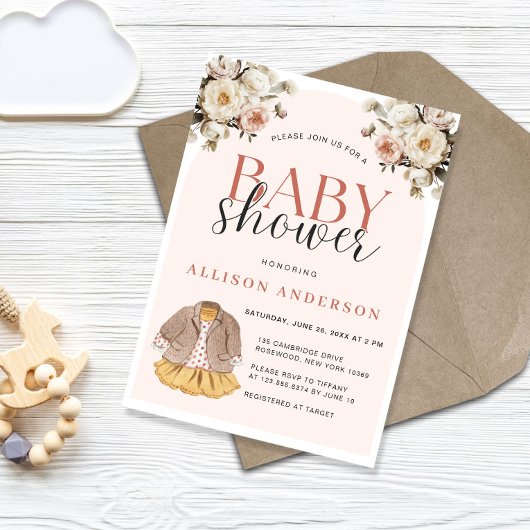 Invitation Baby shower Boho Blanchisserie