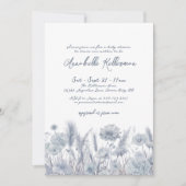Invitation Baby shower Boho bleu Dusty (Devant)