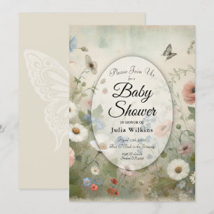 Invitation Baby Shower Boho Blooms et Fleurs Vintage