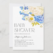 Invitation Baby shower Boho Blue and White Hydrangeas (Devant)