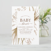 Invitation Baby shower Boho Bohème Pampas Grass (Debout devant)