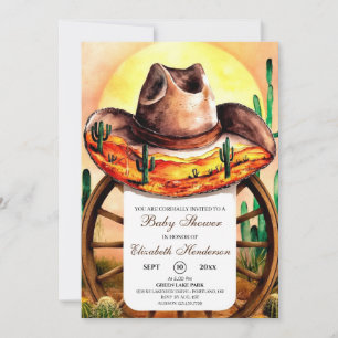 Invitation Baby shower Boho Boot Cowboy simple