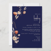 Invitation Baby shower Boho Botanical Navy (Devant)