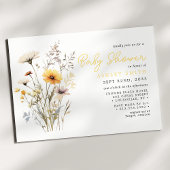 Invitation Baby shower Boho Bouquet Fleur sauvage jaune