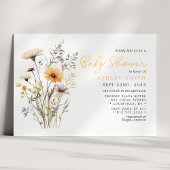 Invitation Baby shower Boho Bouquet Fleur sauvage jaune