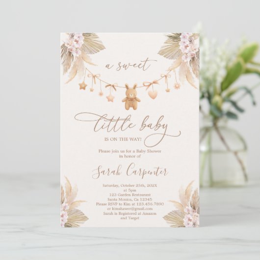 Invitation Baby shower Boho Bunny (Debout devant)
