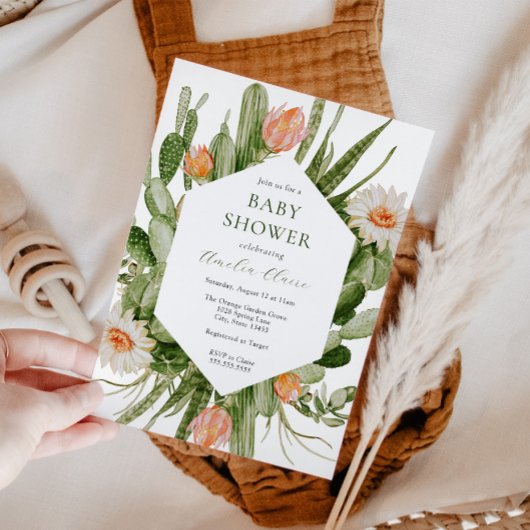 Invitation Baby shower Boho Cactus