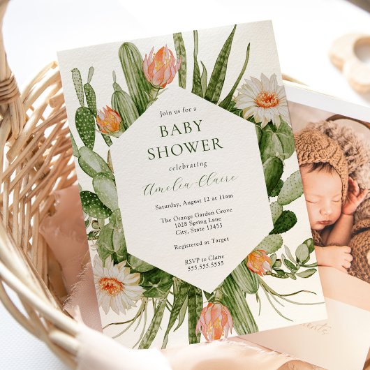 Invitation Baby shower Boho Cactus