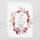 Invitation Baby shower boho chic bordeaux (Devant / Derrière)