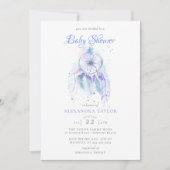 Invitation Baby shower Boho Chic Dreamcatcher Blue Purple Boy (Devant)