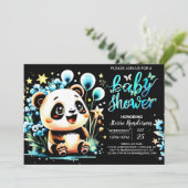 Invitation Baby shower Boho Chic Jungle Panda Haven Boy (Debout devant)