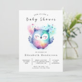 Invitation Baby shower Boho Chic Owl (Debout devant)