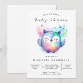 Invitation Baby shower Boho Chic Owl (Devant / Derrière)