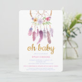 Invitation Baby Shower Boho Chic Rêveur (Debout devant)