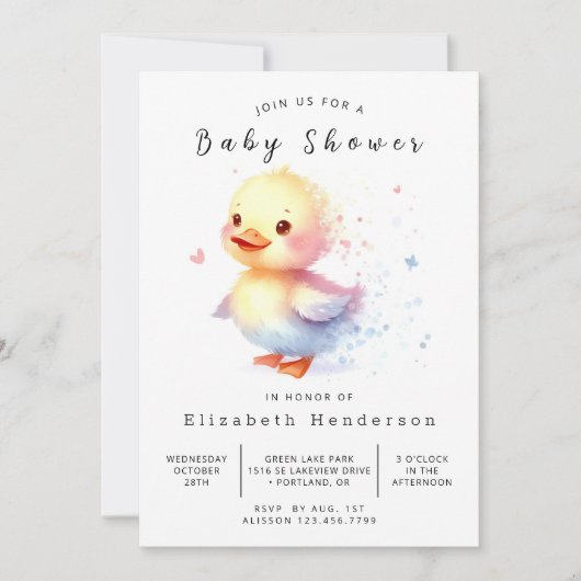Invitation Baby shower Boho Custom Duck (Devant)