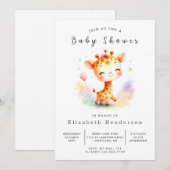 Invitation Baby shower Boho Custom Giraffe (Devant / Derrière)