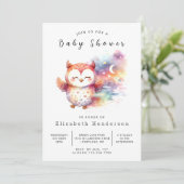 Invitation Baby shower Boho Custom Owl (Debout devant)