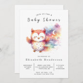 Invitation Baby shower Boho Custom Owl (Devant / Derrière)