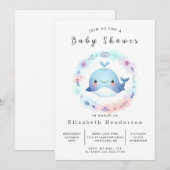 Invitation Baby shower Boho Custom Whale (Devant / Derrière)