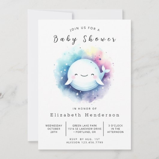 Invitation Baby shower Boho Custom Whale (Devant)