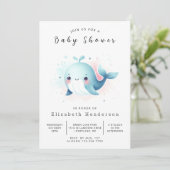 Invitation Baby shower Boho Custom Whale (Debout devant)