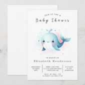 Invitation Baby shower Boho Custom Whale (Devant / Derrière)