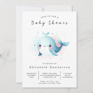 Invitation Baby shower Boho Custom Whale
