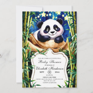 Invitation Baby shower Boho Cute Baby Panda